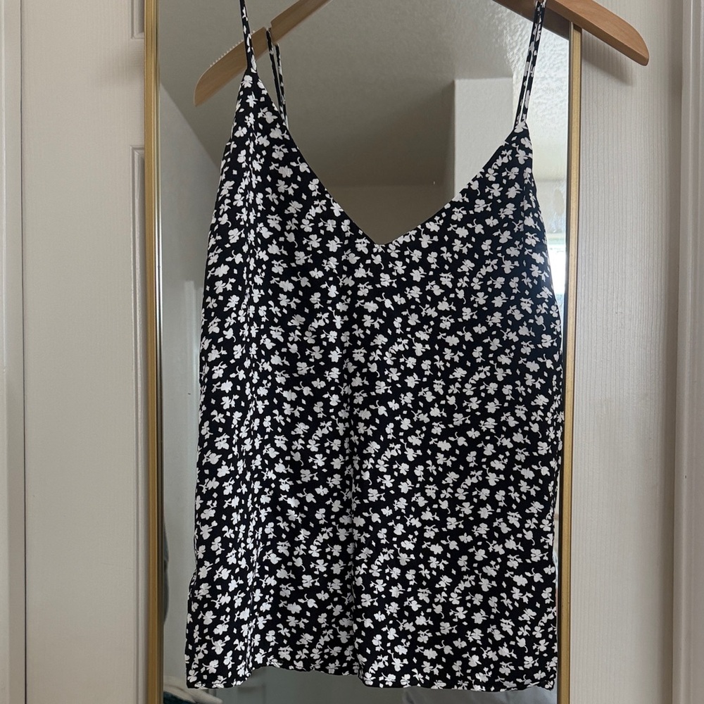 Something Navy Black and White Floral Camisole